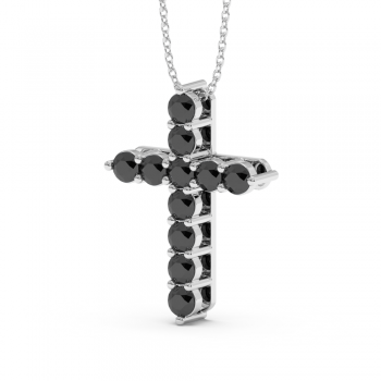Cross pendant with 1.65 ct black diamonds
