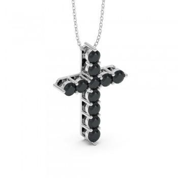 Cross pendant with 1.75 ct black diamonds