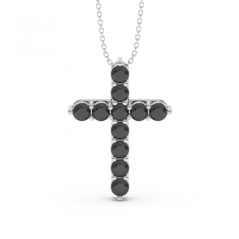Cross pendant with 2.20 ct black diamonds
