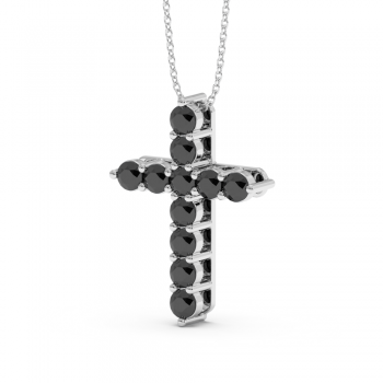 Cross pendant with 2.20 ct black diamonds