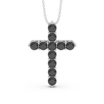 Cross pendant with 2.75 ct black diamonds