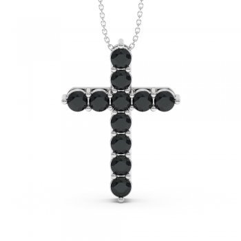 Cross pendant with 3.40 ct black diamonds