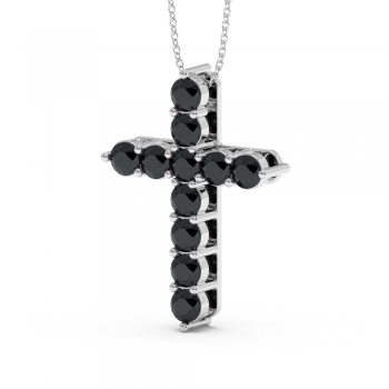 Cross pendant with 3.40 ct black diamonds