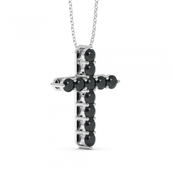 Cross pendant with 3.59 ct black diamonds