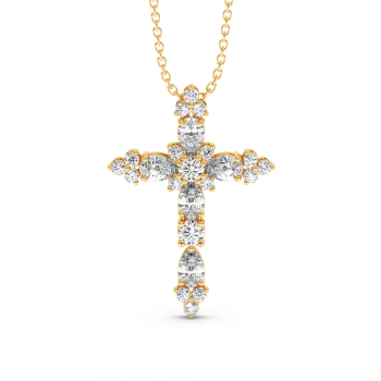 Cross Pendant with 0.83ct Pear Diamonds and 0.52ct Round Diamonds