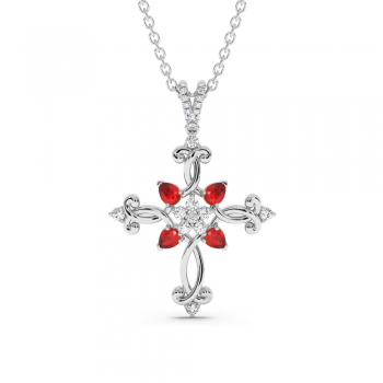 Cross Pendant with 0.84ct Rubies and 0.21ct Diamonds
