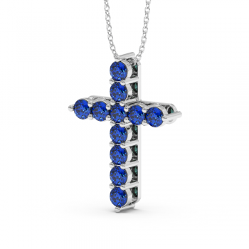 Cross pendant with sapphire 1.65 ct