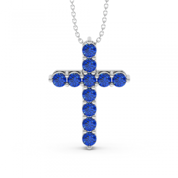Cross pendant with sapphire 1.65 ct