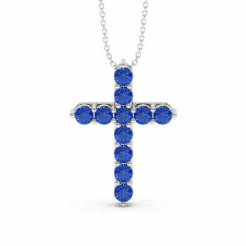 Cross pendant with sapphire 2.20 ct