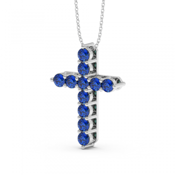 Cross pendant with sapphire 2.20 ct