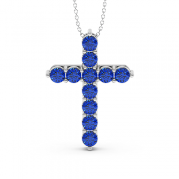 Cross pendant with sapphire 3.40 ct