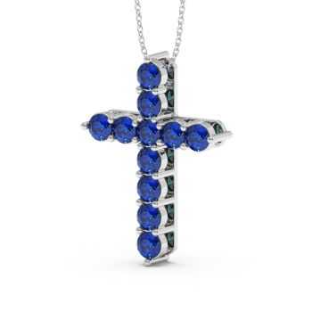 Cross pendant with sapphire 3.40 ct
