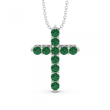 Cross pendant with 1.10 ct emeralds