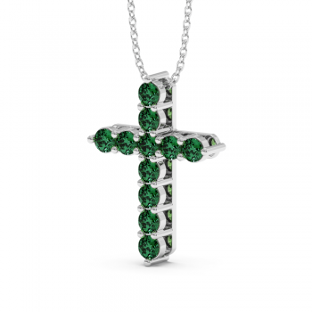 Cross pendant with 1.10 ct emeralds
