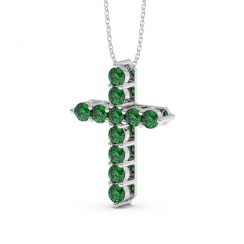 Cross pendant with 2.20 ct emeralds