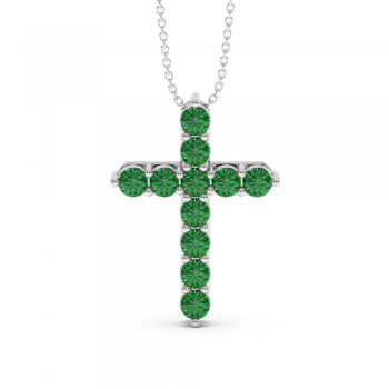 Cross pendant with 2.20 ct emeralds