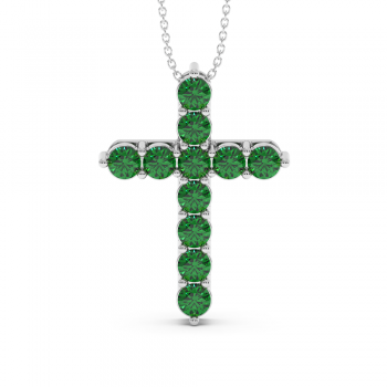 Cross pendant with 3.40 ct emeralds