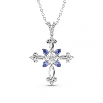 Cross pendant with Tanzanite 0.84ct and Diamonds 0.21ct