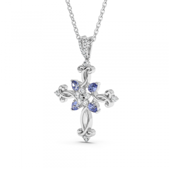 Cross pendant with Tanzanite 0.84ct and Diamonds 0.21ct