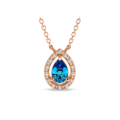 Pendant with 0.40 ct Blue-Topaz and 0.10 ct side diamonds