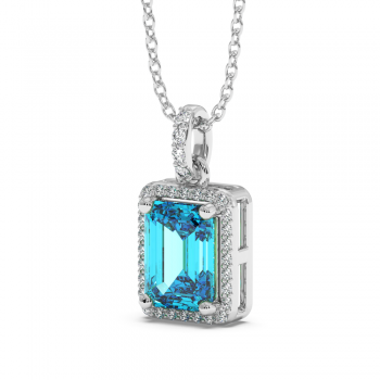 Pendant with 1.91 ct Blue-Topaz and 0.14 ct side diamonds
