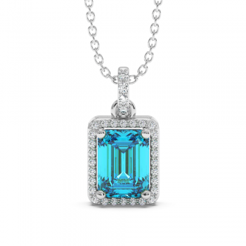 Pendant with 1.91 ct Blue-Topaz and 0.14 ct side diamonds
