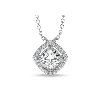Pendant with 0.86 ct cushion cut central diamond and 0.07 ct side diamonds