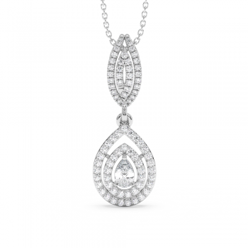 Pendant with 0.25ct Central Pear Cut Diamond and 0.56ct Side Diamonds