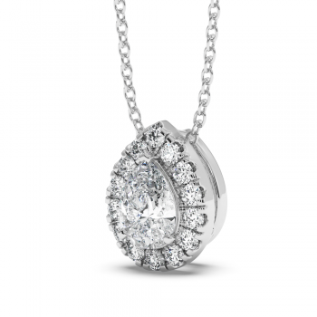 Pendant with 0.60 ct central pear diamond and 0.32 ct side diamonds