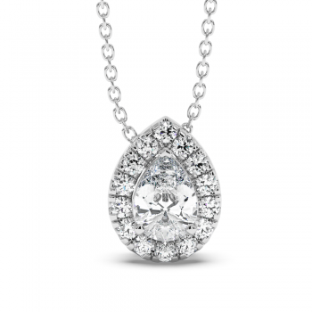 Pendant with 0.60 ct central pear diamond and 0.32 ct side diamonds