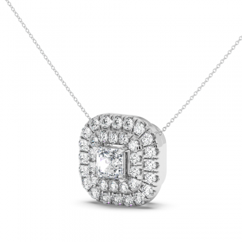 Pendant with central princess diamond of 0.41 ct and side diamonds of 0.72 ct