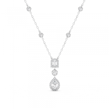 Pendant with 0.71ct Pear Cut Diamond, 0.25ct Emerald Cut Diamond and 0.67ct Round Diamonds