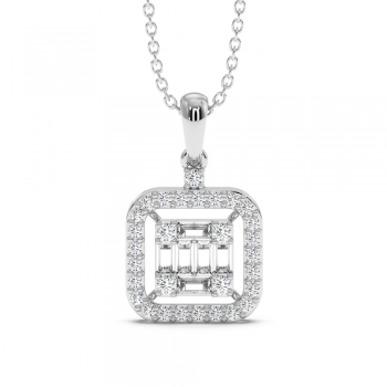 Pendant with 0.20ct Baget Diamonds and 0.29ct Round Diamonds