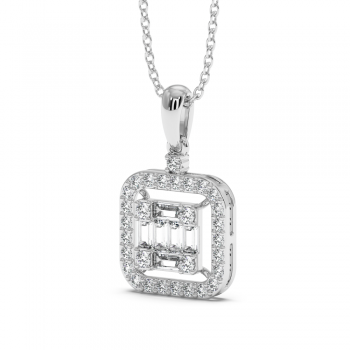 Pendant with 0.20ct Baget Diamonds and 0.29ct Round Diamonds