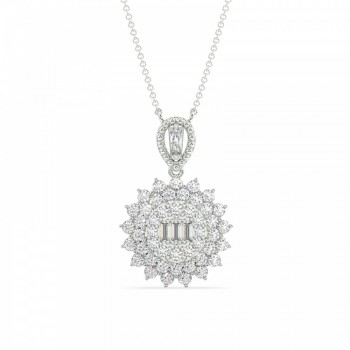 Pendant with 0.55 ct. Baget diamonds and 1.11 ct. round diamonds