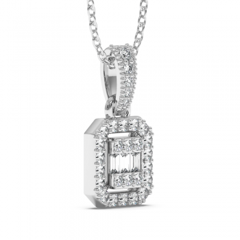 Diamond pendant with 0.32 ct. baguette and 0.33 ct. round diamonds