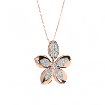 Pendant with 0.08ct Marquise Cut Diamonds and 0.62ct Round Diamonds