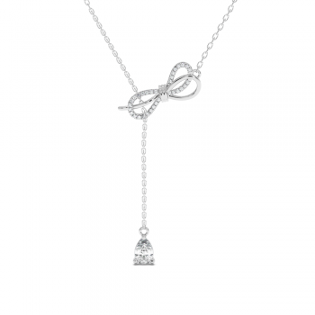 0.13ct Round Diamond and 0.5ct Pear Cut Diamond Pendant