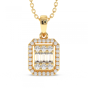 Pendant with round diamonds of 0.16 ct and baguette diamonds of 0.04 ct