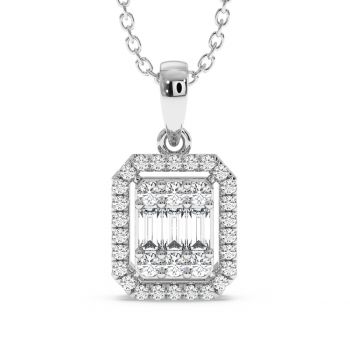 Pendant with round diamonds of 0.16 ct and baguette diamonds of 0.04 ct