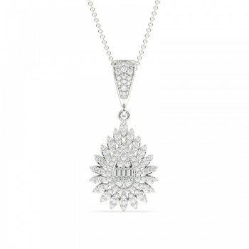 Pendant with round diamonds of 0.45 ct and baguette diamonds of 0.06 ct