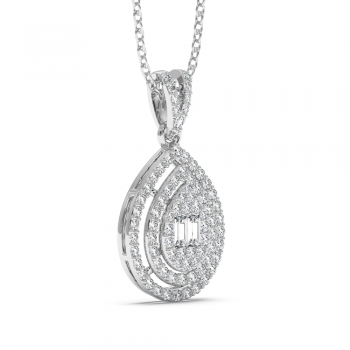 Pendant with round diamonds of 0.46 ct and baget diamonds of 0.06 ct