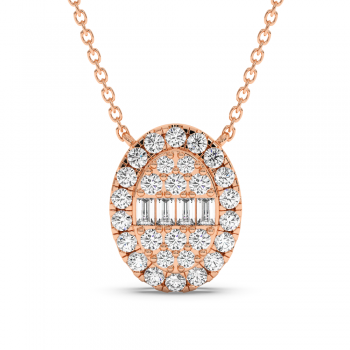 Pendant with round diamonds of 0.58 ct and baguette diamonds of 0.10 ct