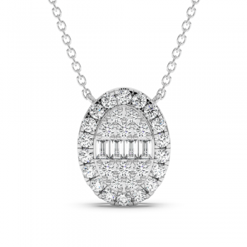 Pendant with round diamonds of 0.58 ct and baguette diamonds of 0.10 ct