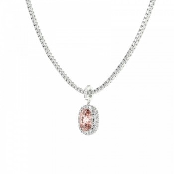 Tennis Charm with 12.08ct Morganite Cushion Cut and 1.23ct Round Side Diamonds