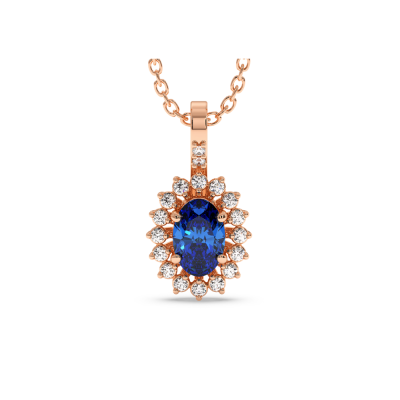 Pendant with 0.36 ct Sapphire and side diamonds of 0.08 ct