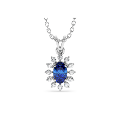 Pendant with 0.36 ct Sapphire and side diamonds of 0.08 ct