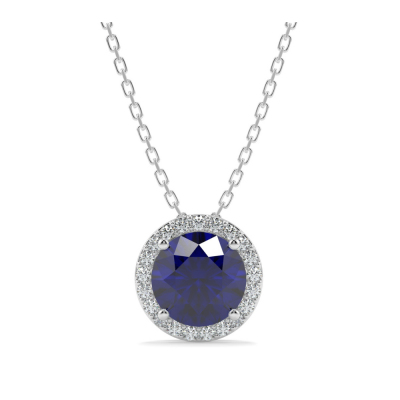 Pendant with 0.65 ct Sapphire and side diamonds of 0.13 ct