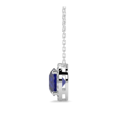 Pendant with 0.65 ct Sapphire and side diamonds of 0.13 ct