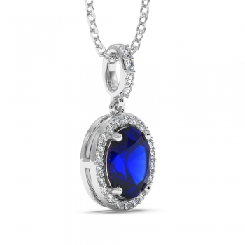 Pendant with 1.17 ct Sapphire and 0.10 ct side diamonds